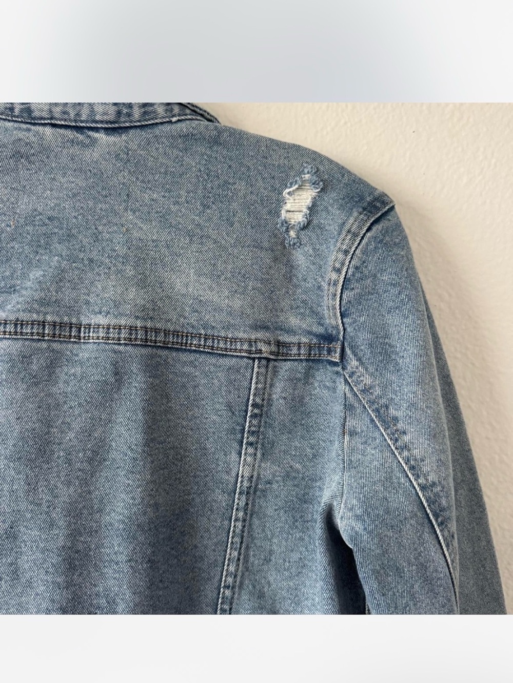 Anthropologie Pistola Light Blue Denim Bomber-Trim Jean Jacket Size Medium - Picture 6 of 9